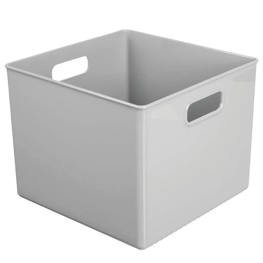 mDesign Plastic Home Storage Organizer Bin for Cube Furniture Shelving in Office, Entryway, Closet, Cabinet, Bedroom, Laundry Room, Nursery, Kids Toy Room - 10" x 10" x 8" - 4 Pack - Gray