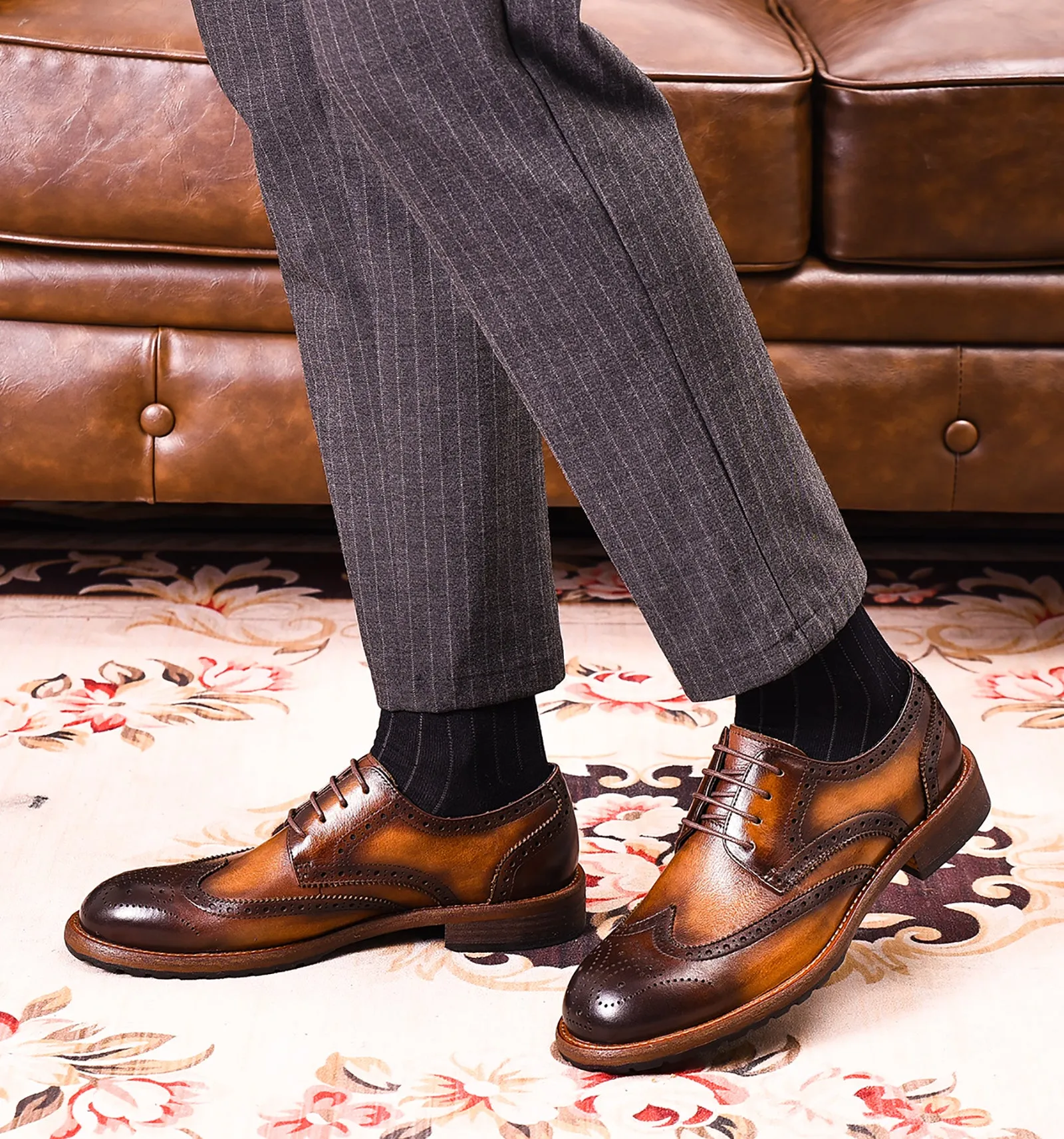 Men's Retro Brogues Leather Derby