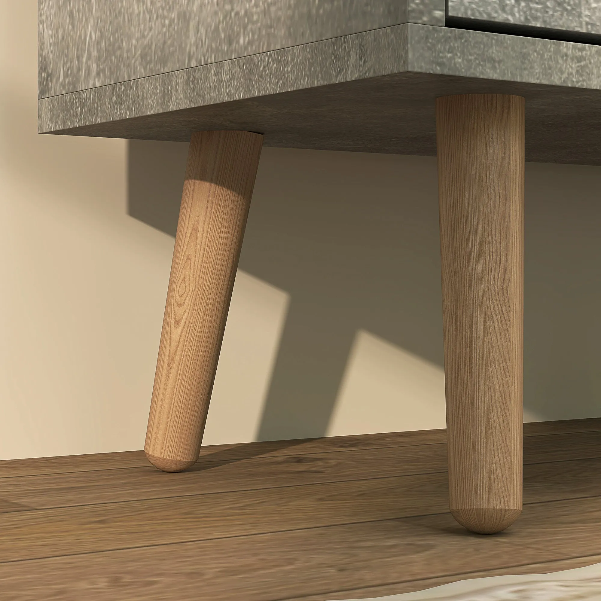 Mobile Shoe Rack with 4 Folding Drawers at 2 Levels for 16 Pairs, in Wood, 95x26x95 cm, Gray