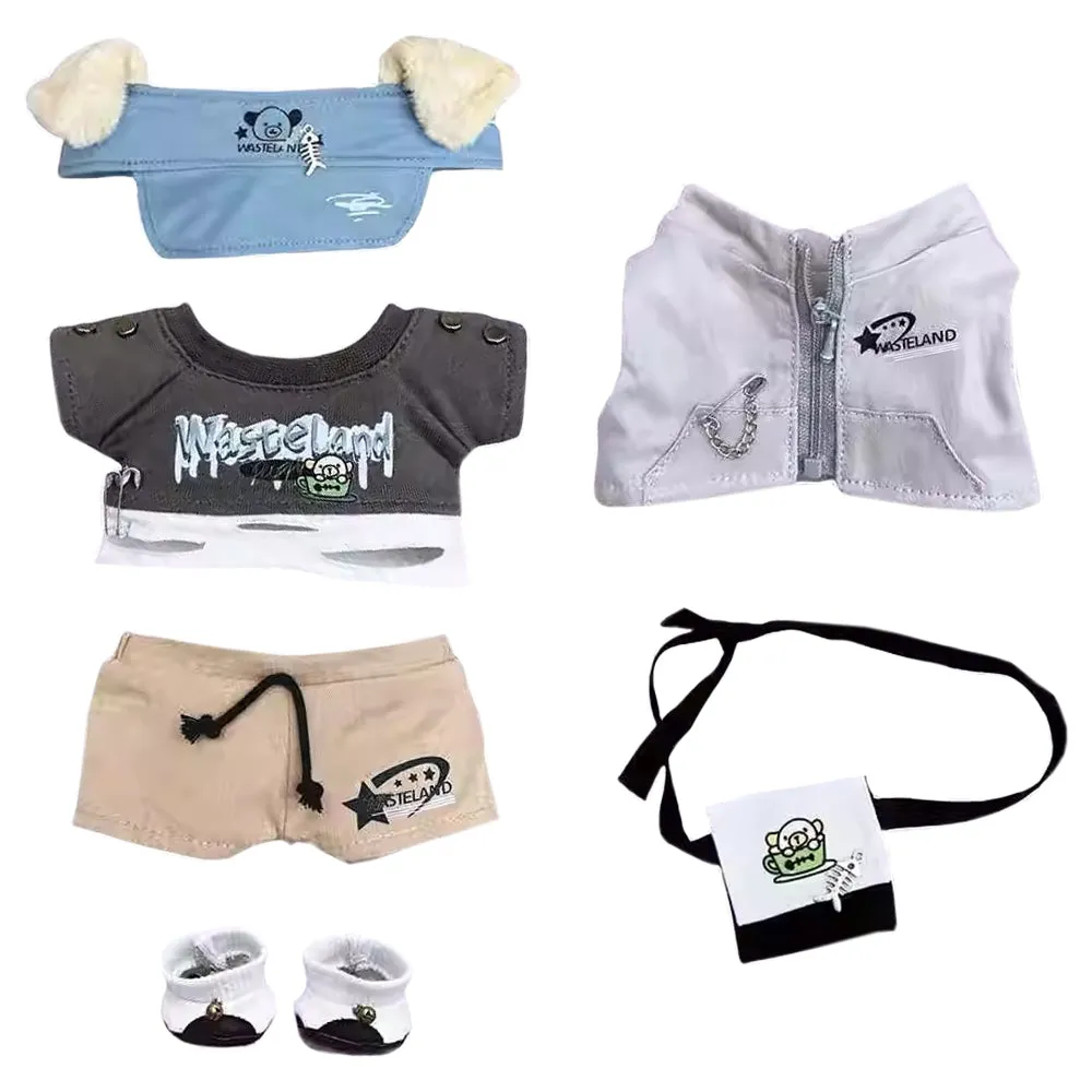 niannyyhouse 10cm 15cm 20cm Plush Doll Clothes Hat T-Shirt Pants Vest Backpack Shoes Soft Stuffed Doll Dressup