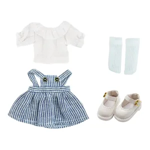 niannyyhouse 1/12 BJD Doll Clothes White Shirt Striped Skirt Shoes Socks OB11 4.3in Action Figures Doll Dressup