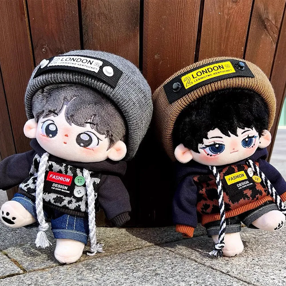 niannyyhouse 20cm Doll Clothes Hat Leopard Jacket Jeans Glasses Shoes 8in Plush Doll Accessories