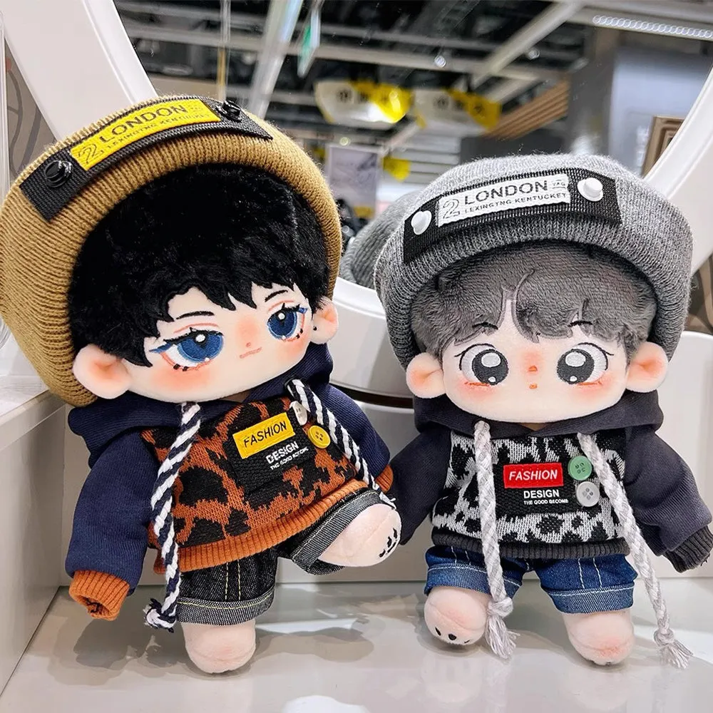 niannyyhouse 20cm Doll Clothes Hat Leopard Jacket Jeans Glasses Shoes 8in Plush Doll Accessories