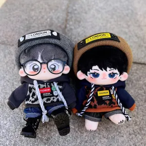 niannyyhouse 20cm Doll Clothes Hat Leopard Jacket Jeans Glasses Shoes 8in Plush Doll Accessories