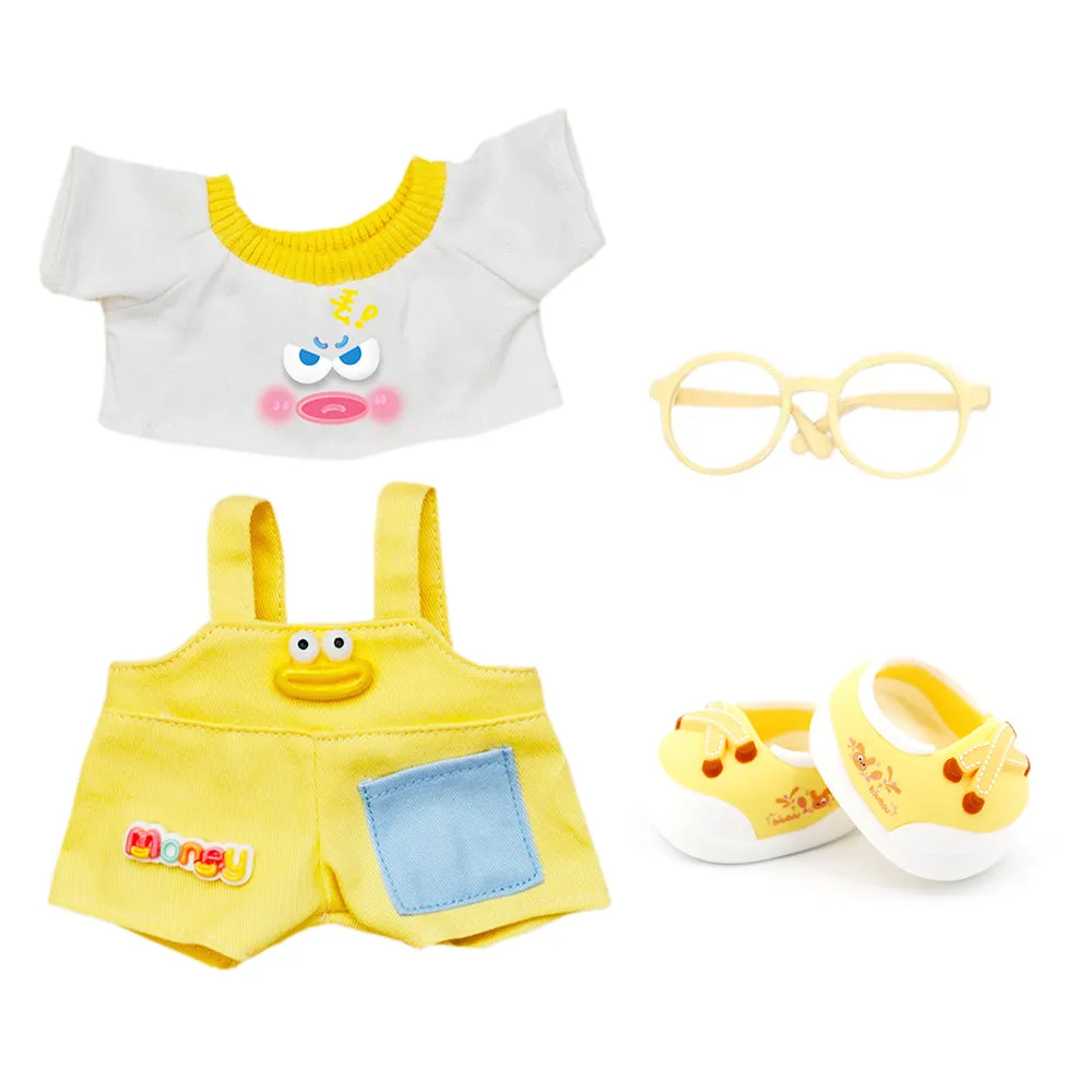niannyyhouse 20cm Plush Doll Clothes T-Shirt Overalls Glasses Shoes 8in Soft Stuffed Doll Dressup