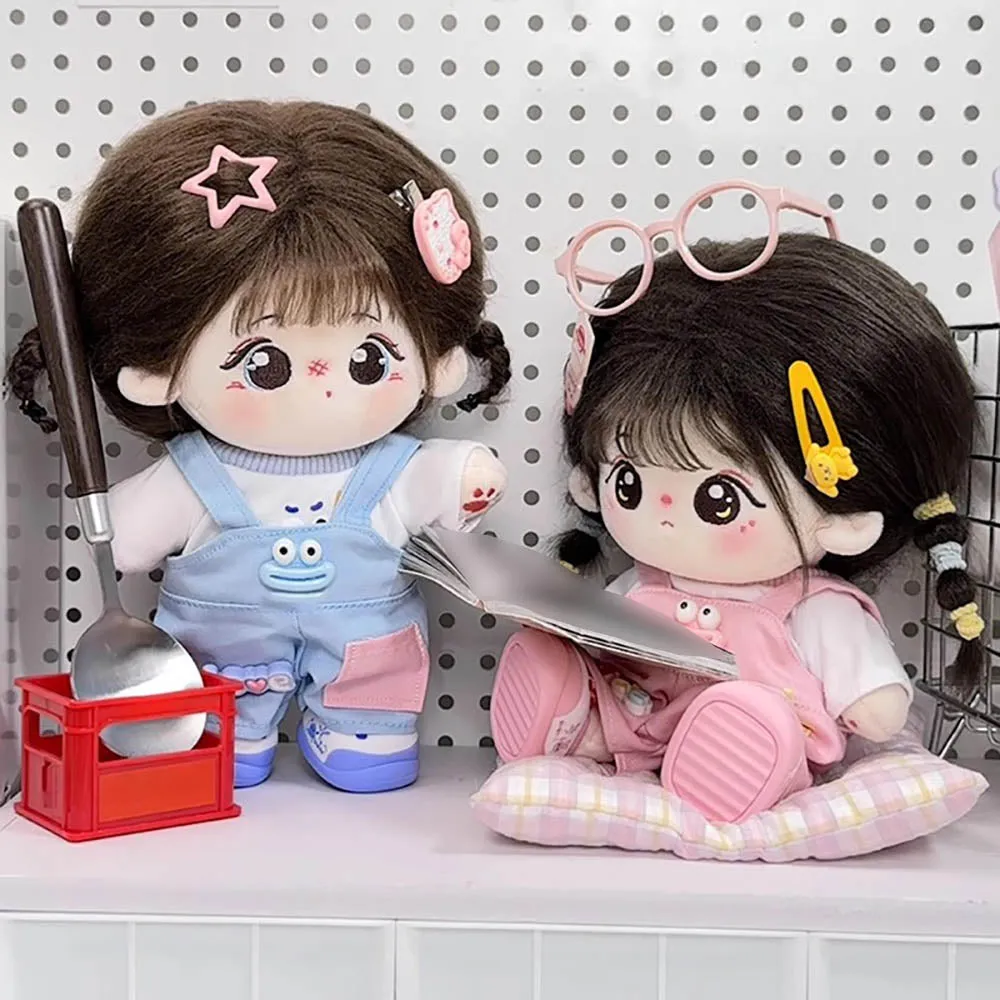 niannyyhouse 20cm Plush Doll Clothes T-Shirt Overalls Glasses Shoes 8in Soft Stuffed Doll Dressup