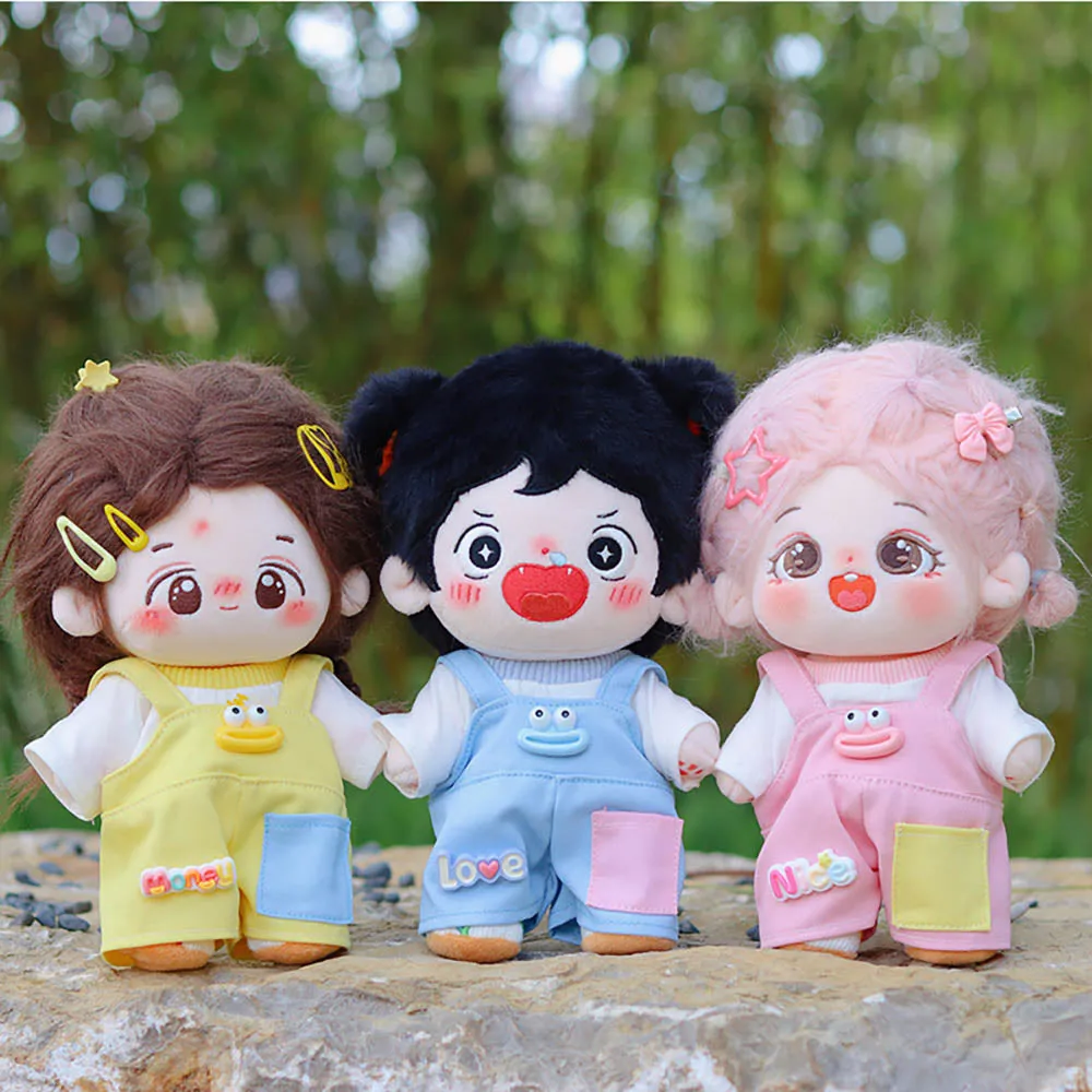 niannyyhouse 20cm Plush Doll Clothes T-Shirt Overalls Glasses Shoes 8in Soft Stuffed Doll Dressup