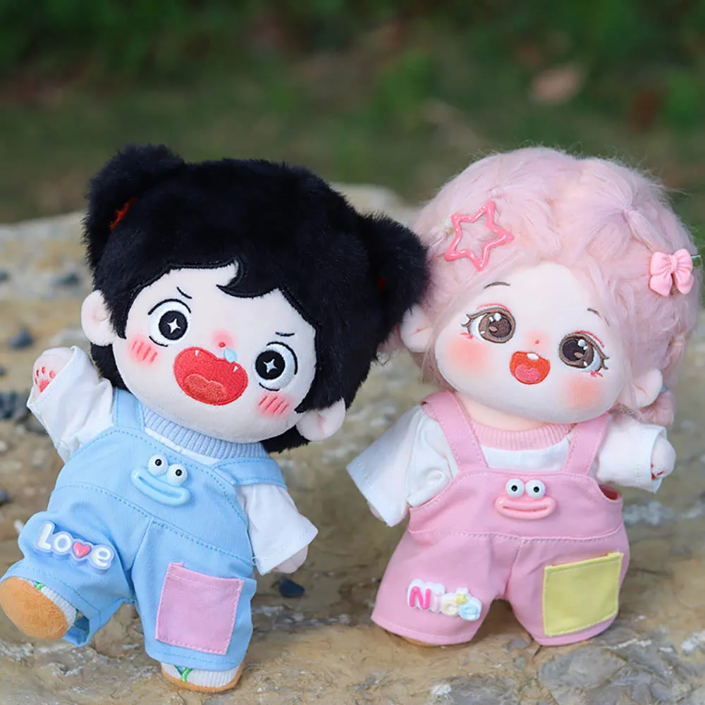 niannyyhouse 20cm Plush Doll Clothes T-Shirt Overalls Glasses Shoes 8in Soft Stuffed Doll Dressup