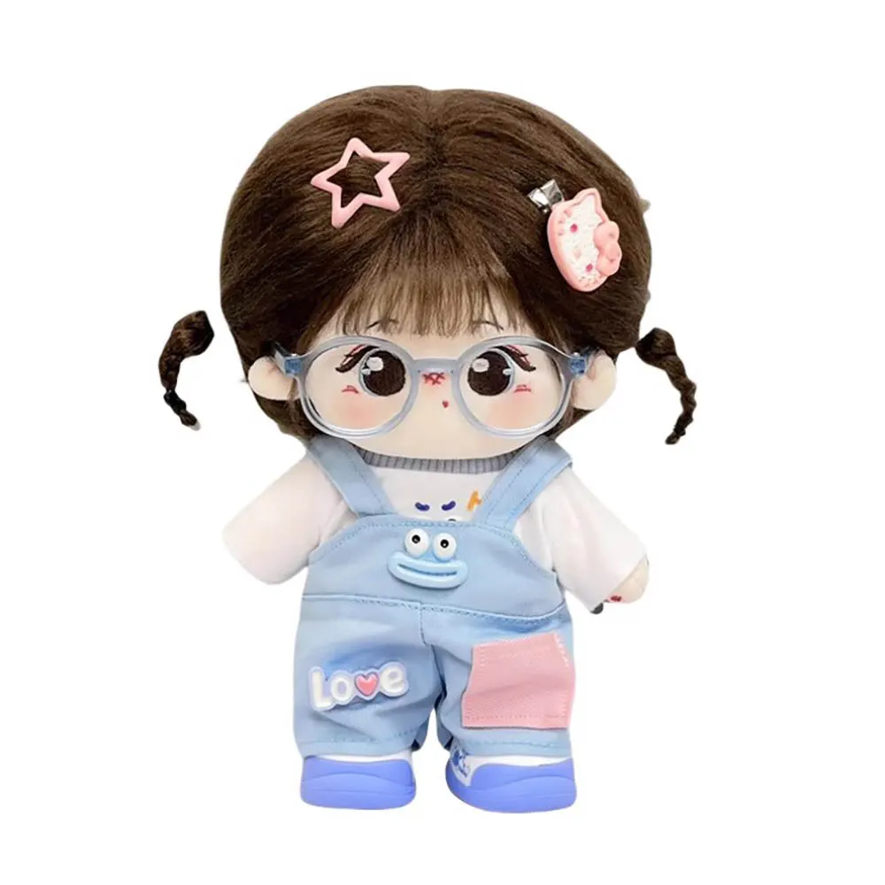 niannyyhouse 20cm Plush Doll Clothes T-Shirt Overalls Glasses Shoes 8in Soft Stuffed Doll Dressup