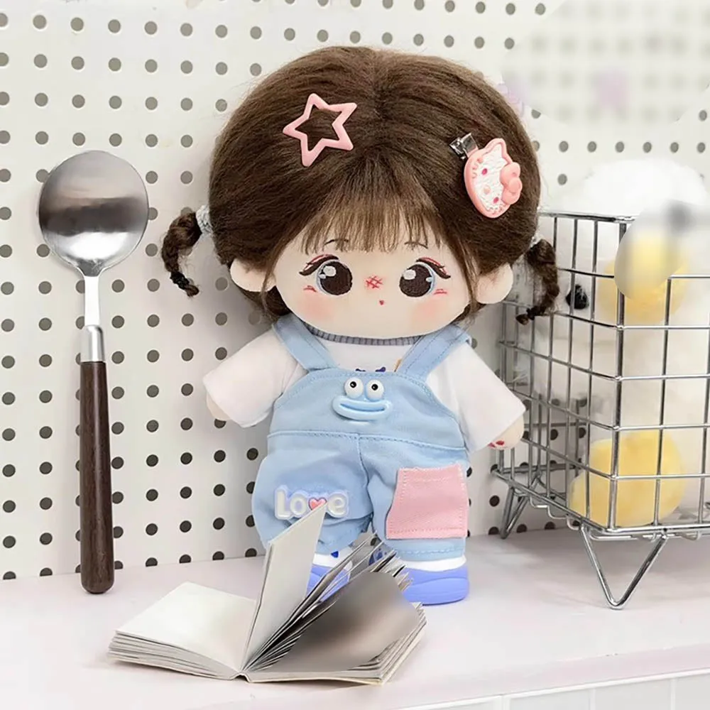 niannyyhouse 20cm Plush Doll Clothes T-Shirt Overalls Glasses Shoes 8in Soft Stuffed Doll Dressup
