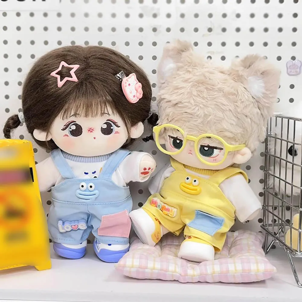 niannyyhouse 20cm Plush Doll Clothes T-Shirt Overalls Glasses Shoes 8in Soft Stuffed Doll Dressup