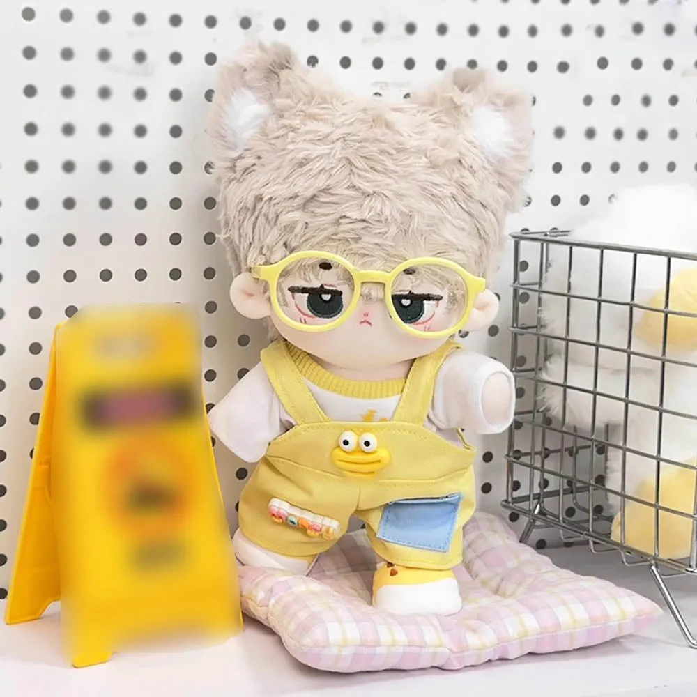 niannyyhouse 20cm Plush Doll Clothes T-Shirt Overalls Glasses Shoes 8in Soft Stuffed Doll Dressup