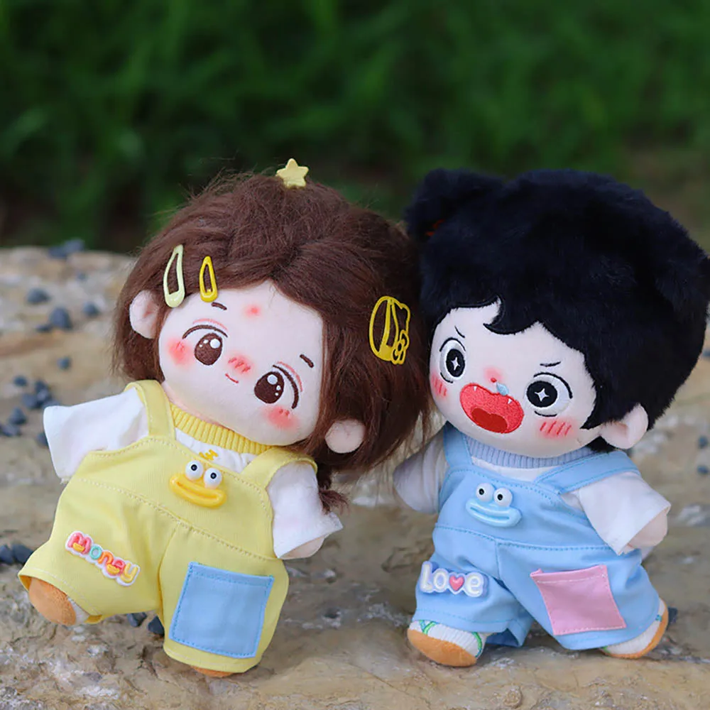 niannyyhouse 20cm Plush Doll Clothes T-Shirt Overalls Glasses Shoes 8in Soft Stuffed Doll Dressup