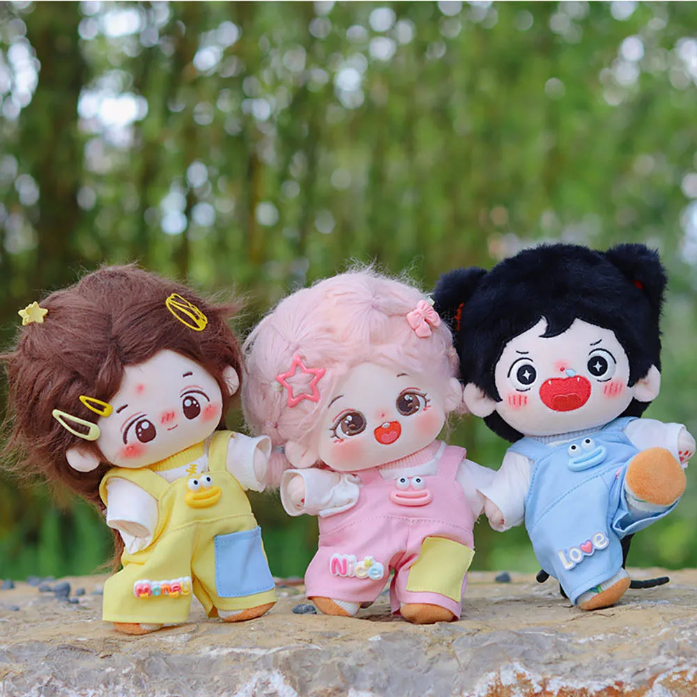 niannyyhouse 20cm Plush Doll Clothes T-Shirt Overalls Glasses Shoes 8in Soft Stuffed Doll Dressup