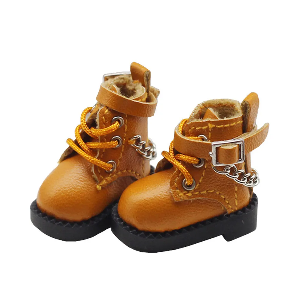 niannyyhouse Ob11 Chain Leather Shoes 1/12 BJD Doll Body Accessories Dress Up