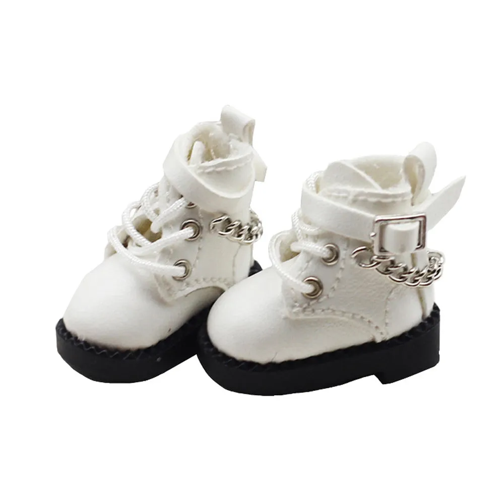 niannyyhouse Ob11 Chain Leather Shoes 1/12 BJD Doll Body Accessories Dress Up