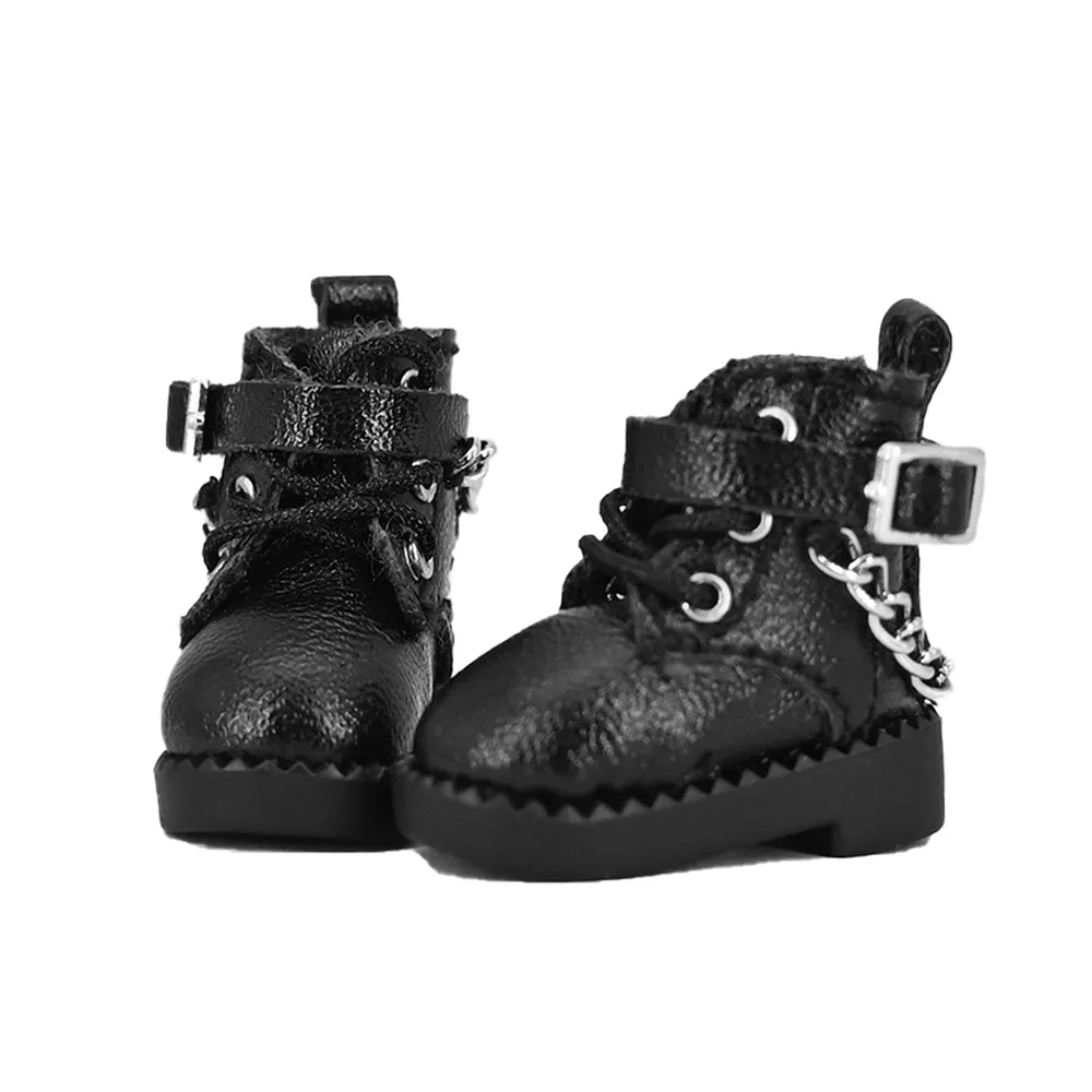 niannyyhouse Ob11 Chain Leather Shoes 1/12 BJD Doll Body Accessories Dress Up