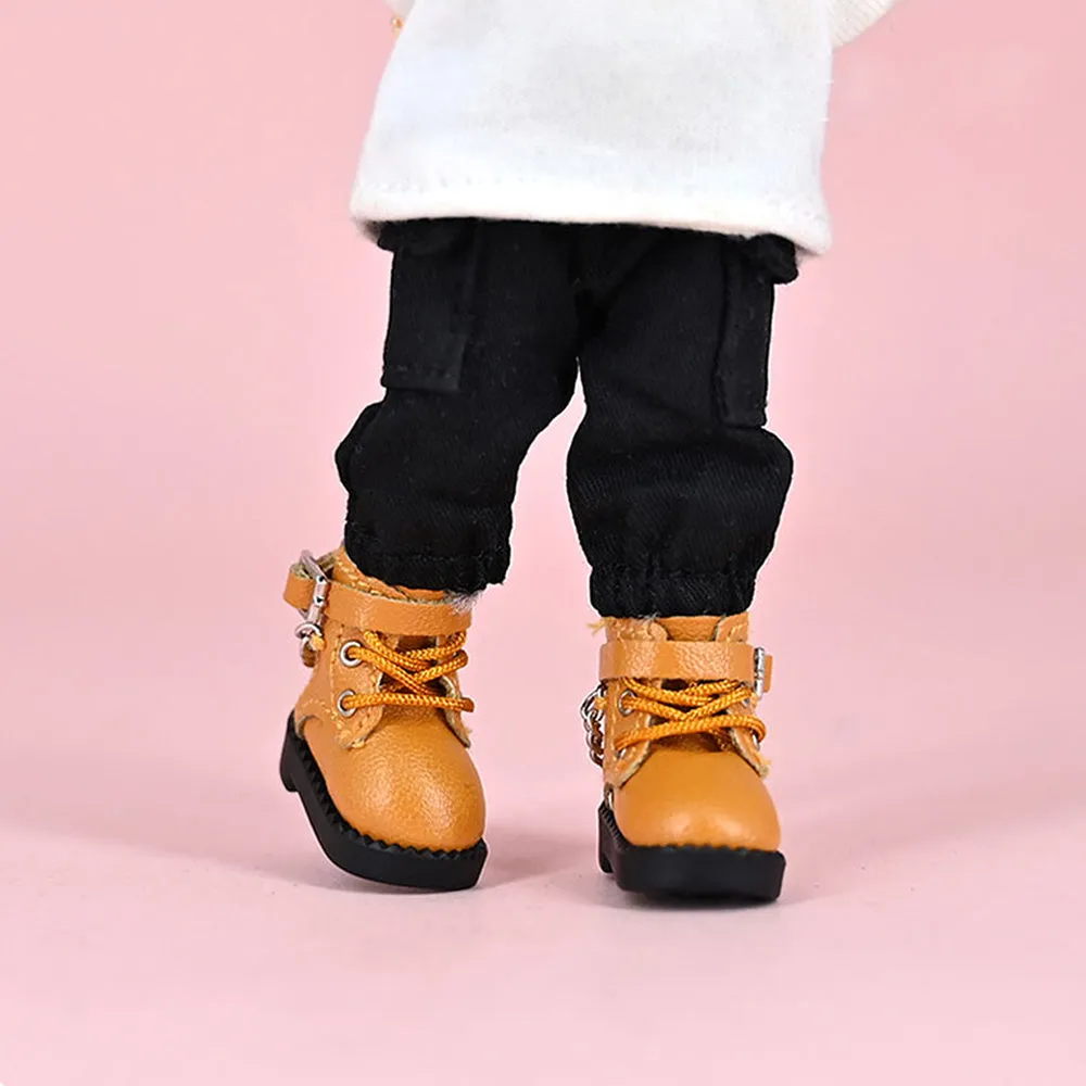niannyyhouse Ob11 Chain Leather Shoes 1/12 BJD Doll Body Accessories Dress Up