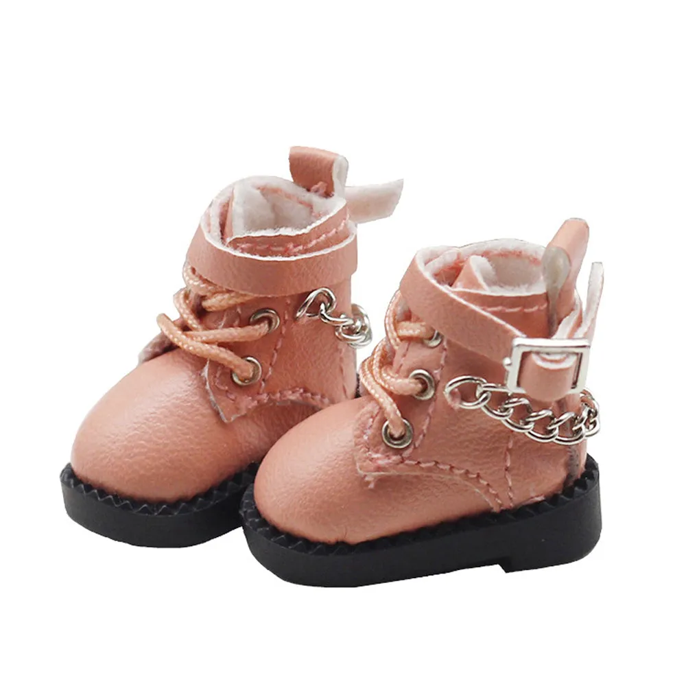 niannyyhouse Ob11 Chain Leather Shoes 1/12 BJD Doll Body Accessories Dress Up