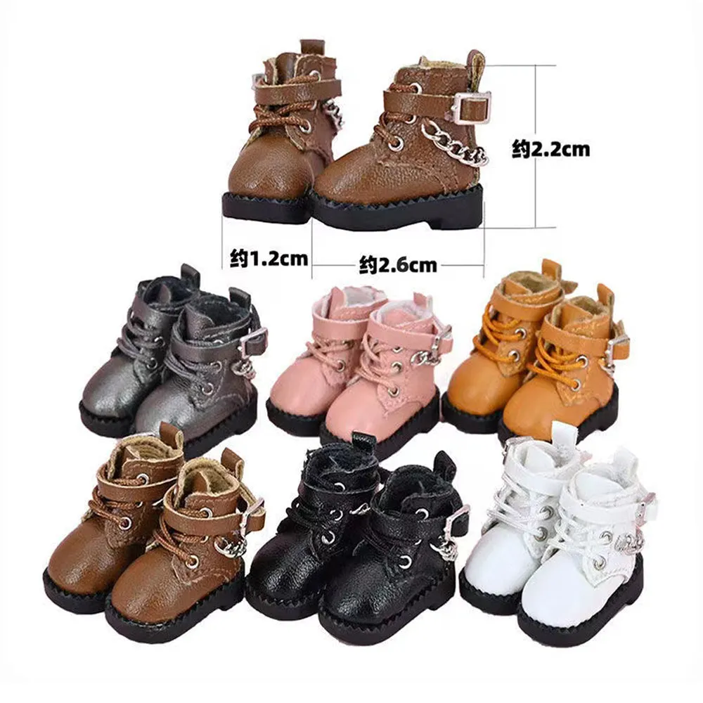 niannyyhouse Ob11 Chain Leather Shoes 1/12 BJD Doll Body Accessories Dress Up
