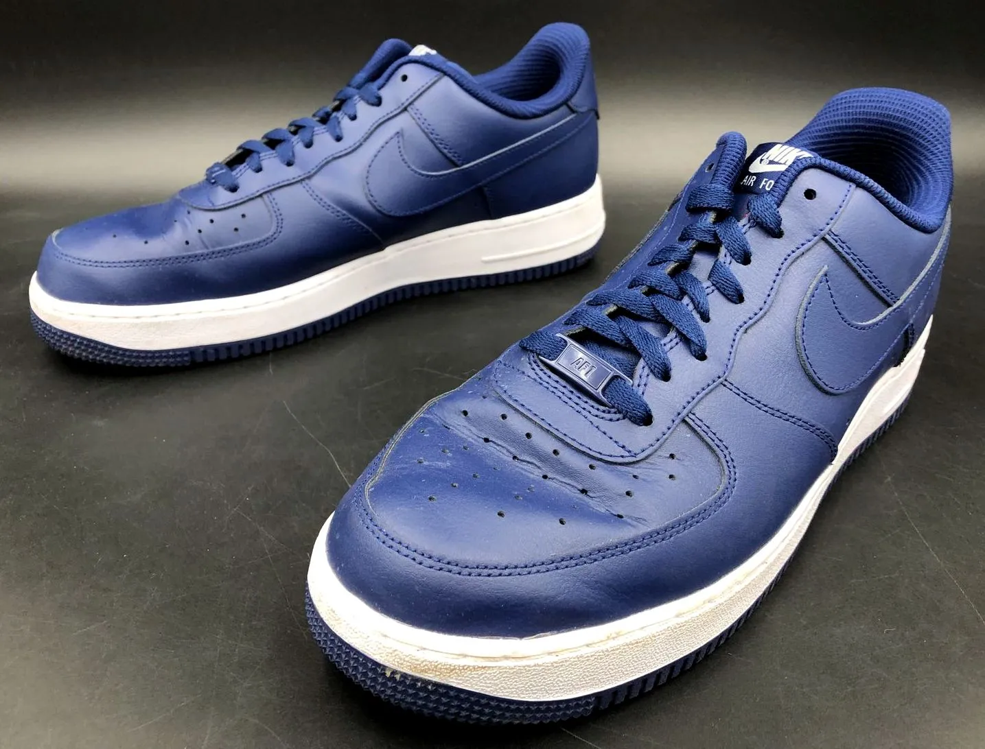 Nike Air Force 1 'By You' Men's Custom Navy Blue/White Sneakers - Sz 10.5 ( COA)