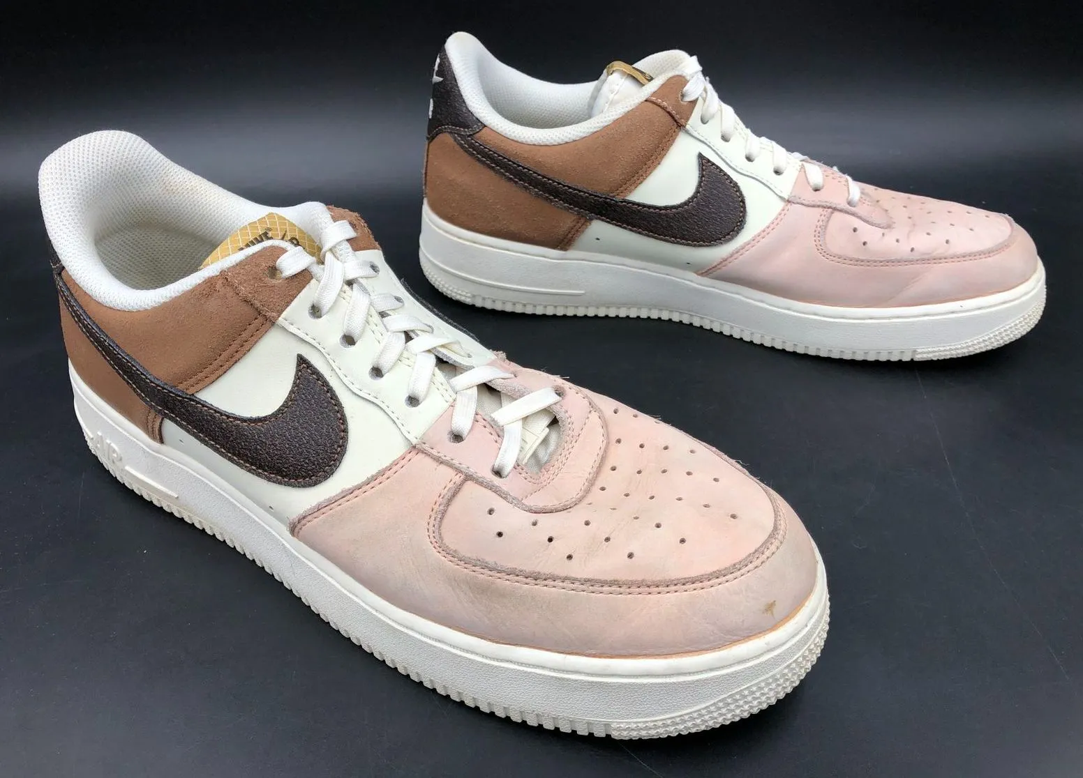 Nike Air Force 1 Low 'Neapolitan' Men's White/Brown/Pink Sneakers - Sz 12 ( COA)