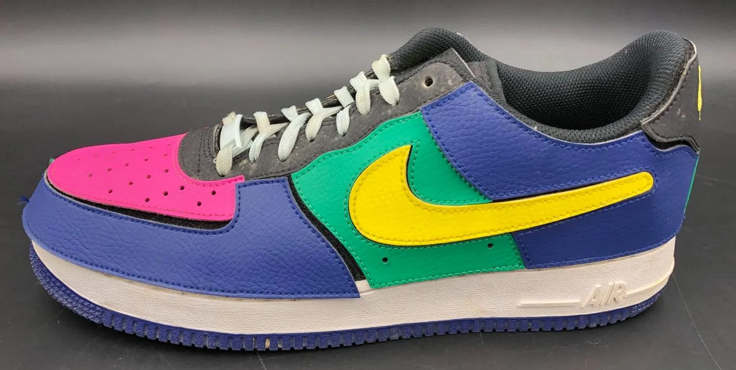 Nike Air Force 1/1 'Black Multi-Color' Men's Velcro Panel Sneakers - 10.5 ( COA)