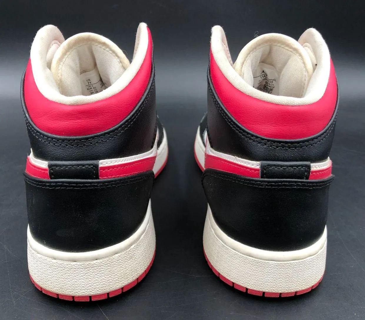 Nike Air Jordan 1 Mid GS 'White Very Berry' Red/Black Sneakers - Size 7Y ( COA)