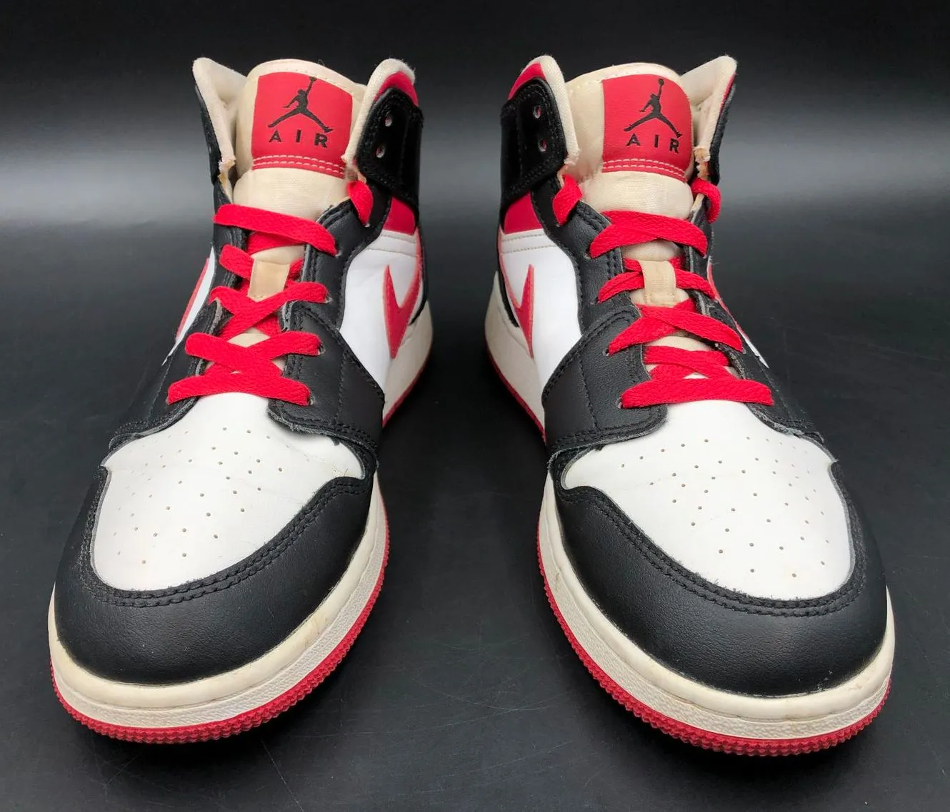 Nike Air Jordan 1 Mid GS 'White Very Berry' Red/Black Sneakers - Size 7Y ( COA)