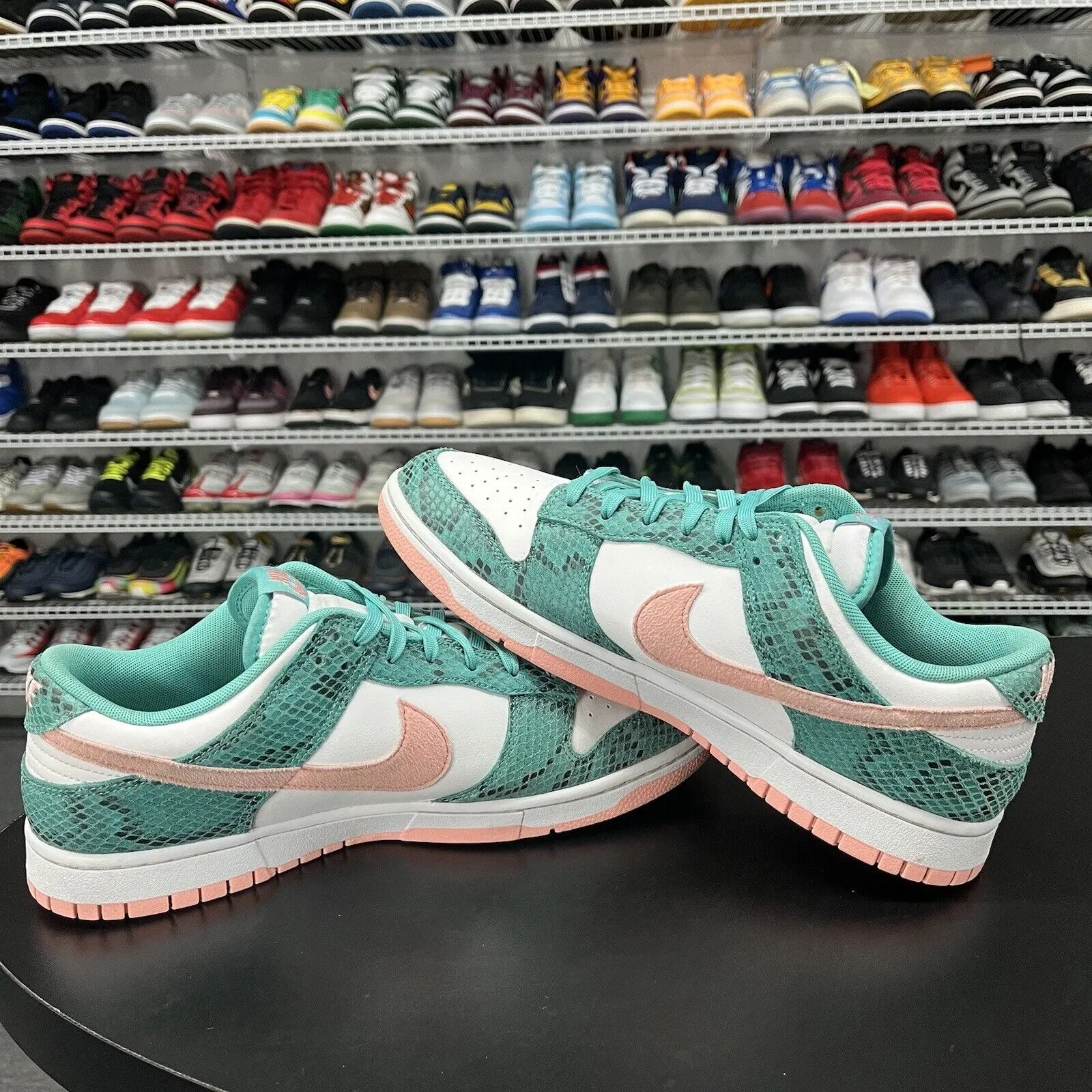 Nike Dunk Low Snakeskin Washed Teal Bleached Coral DR8577-300 Mens Size 11