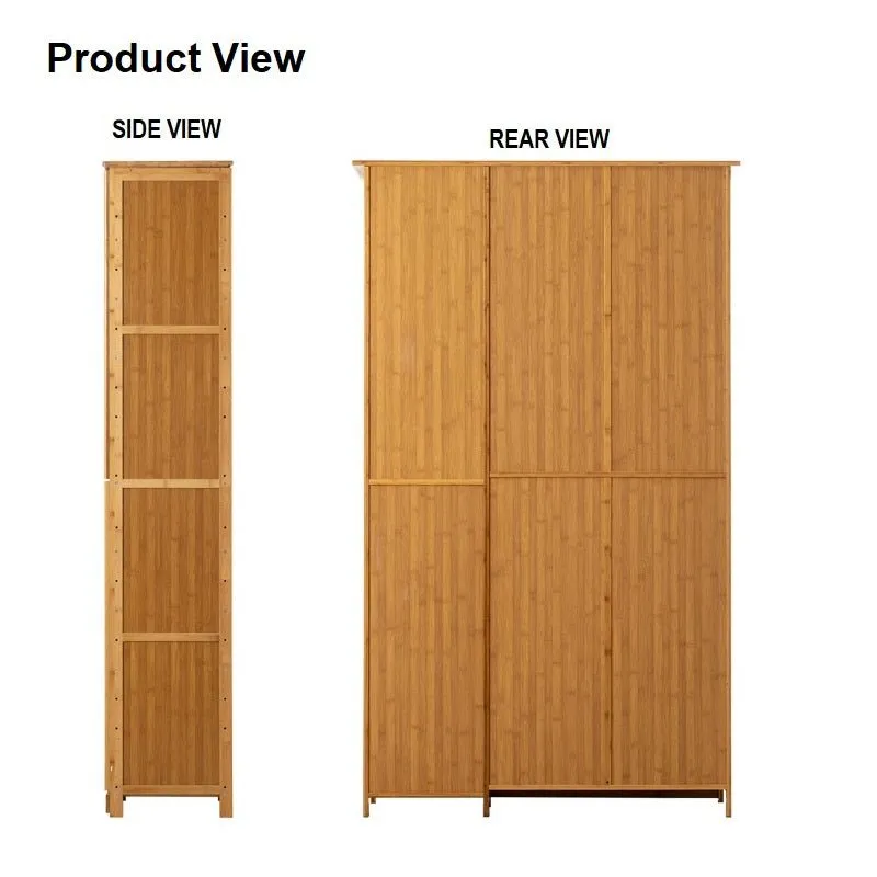 NNEDSZ 10 Tier Bamboo Large Capacity Storage Shelf Shoe Rack Cabinet 4 Doors 1 Drawer