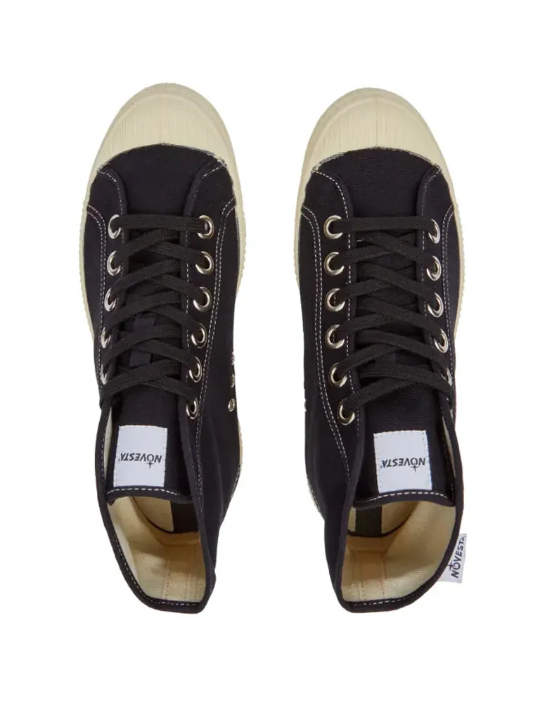 Novesta Star Dribble Contrast High Top in Black Beige Ecru