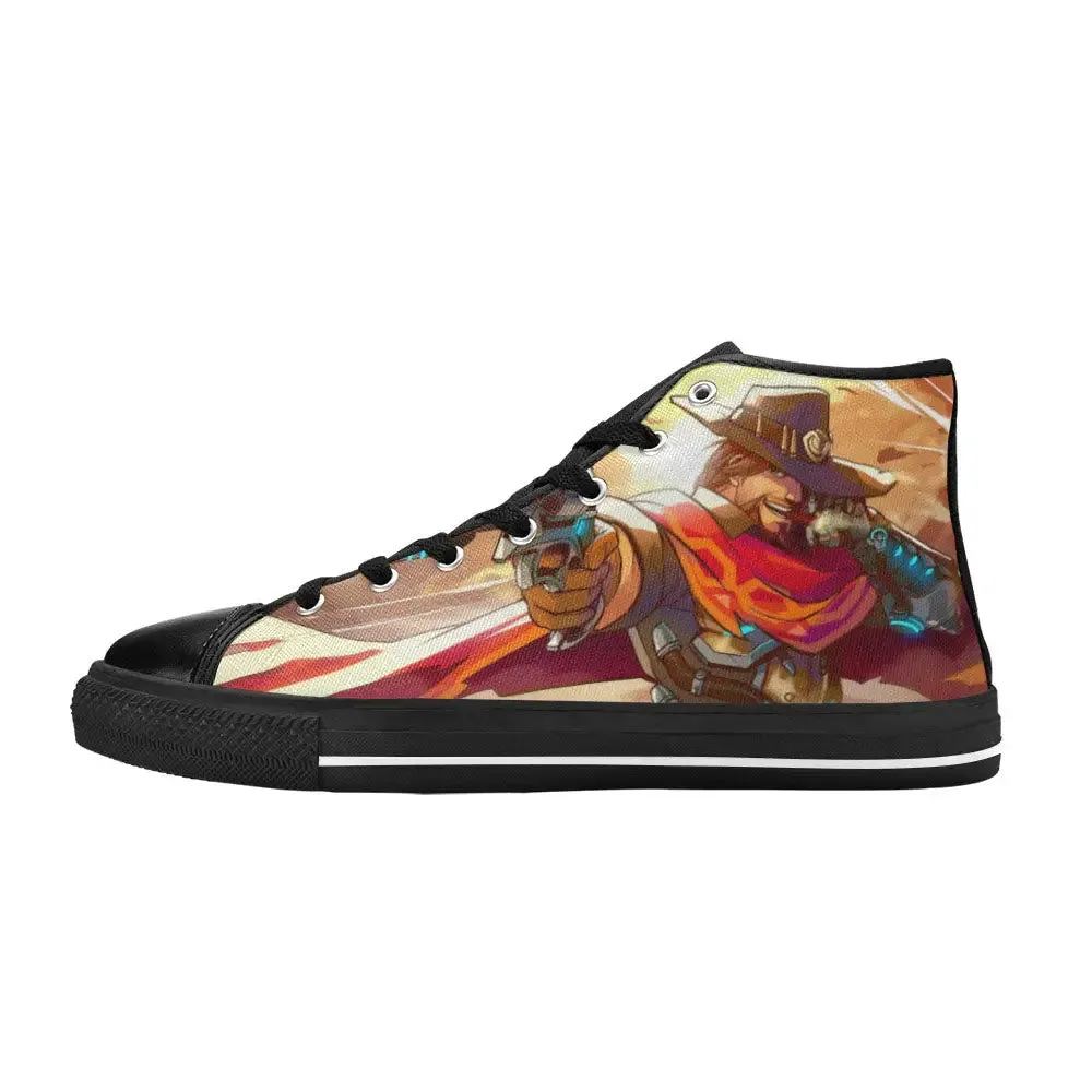 Overwatch Shoes , Overwatch McCree Shoes High Top Sneakers for Kids and Adults