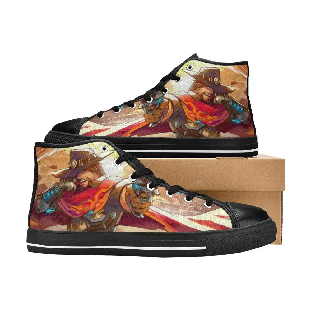 Overwatch Shoes , Overwatch McCree Shoes High Top Sneakers for Kids and Adults