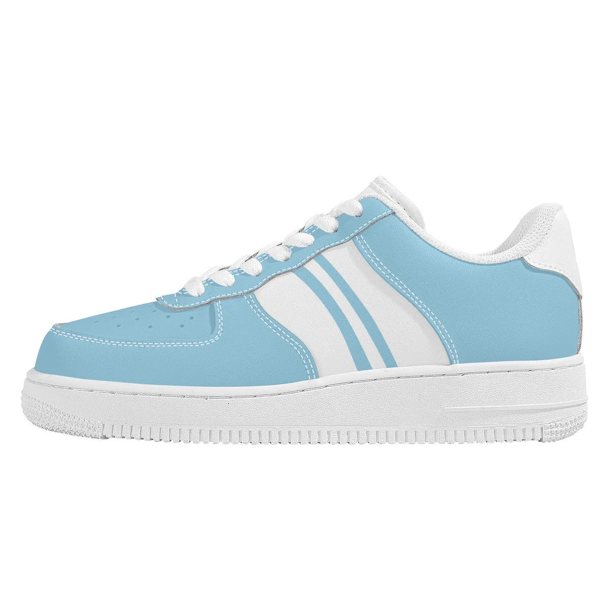 Pastel Blue with Blue and White Football Stripe Unisex Air Force Sneakers