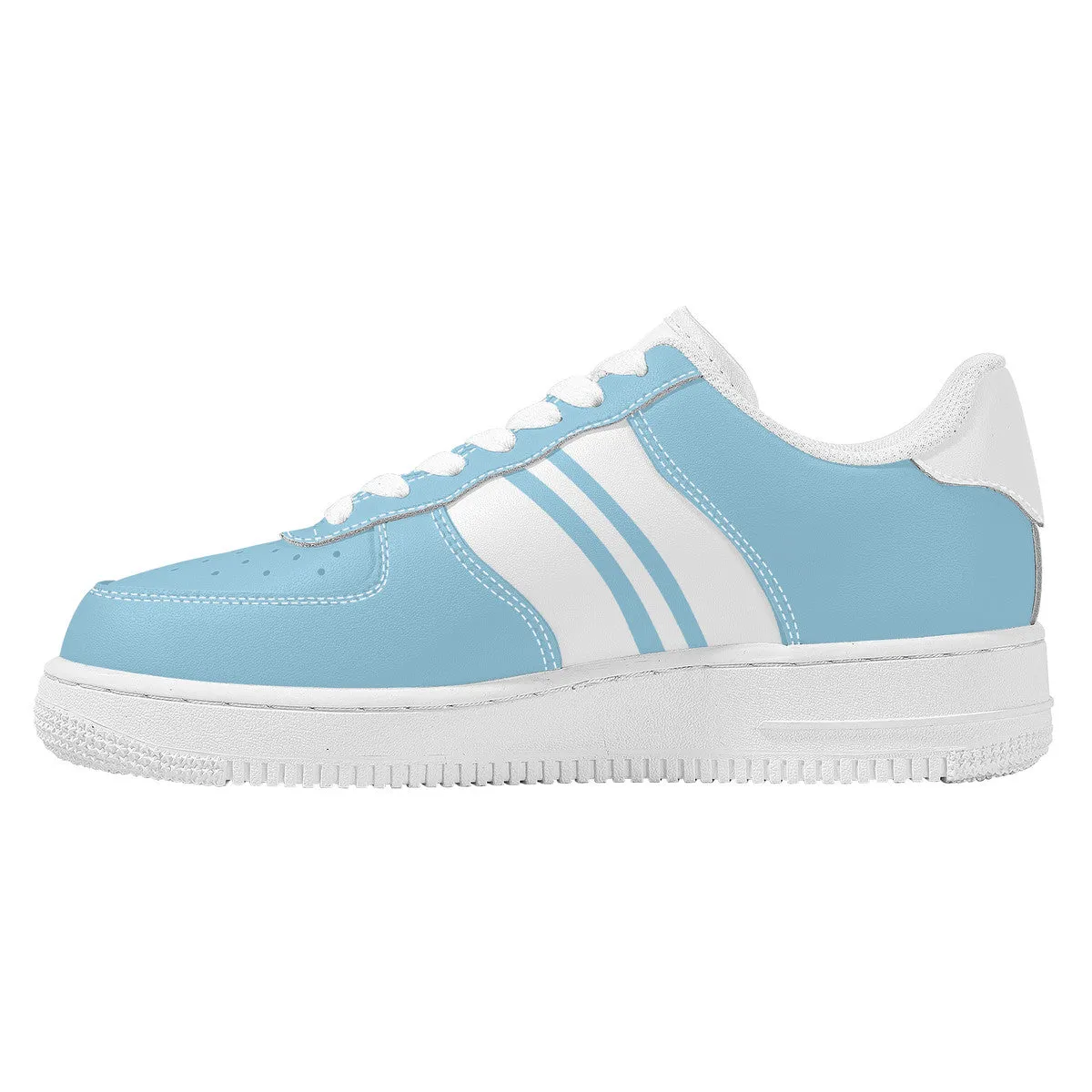 Pastel Blue with Blue and White Football Stripe Unisex Air Force Sneakers