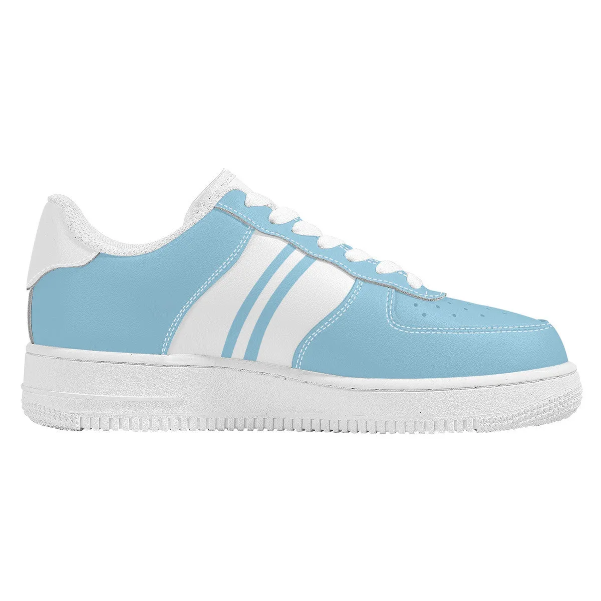 Pastel Blue with Blue and White Football Stripe Unisex Air Force Sneakers