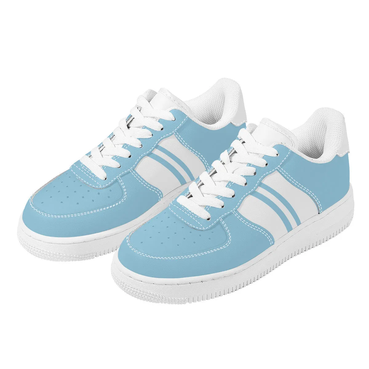 Pastel Blue with Blue and White Football Stripe Unisex Air Force Sneakers