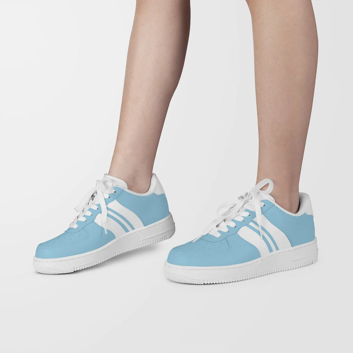 Pastel Blue with Blue and White Football Stripe Unisex Air Force Sneakers