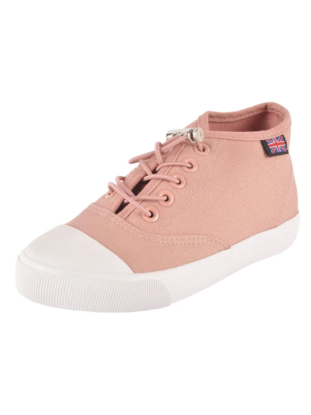 Peach Canvas Lace-Up Shoes for Girls