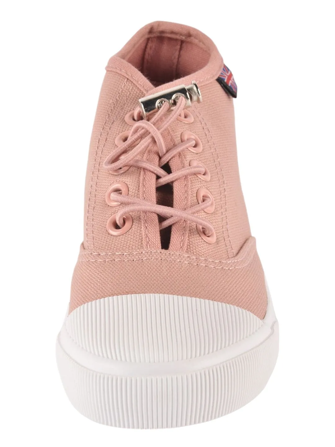 Peach Canvas Lace-Up Shoes for Girls