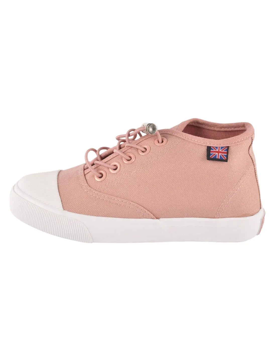 Peach Canvas Lace-Up Shoes for Girls