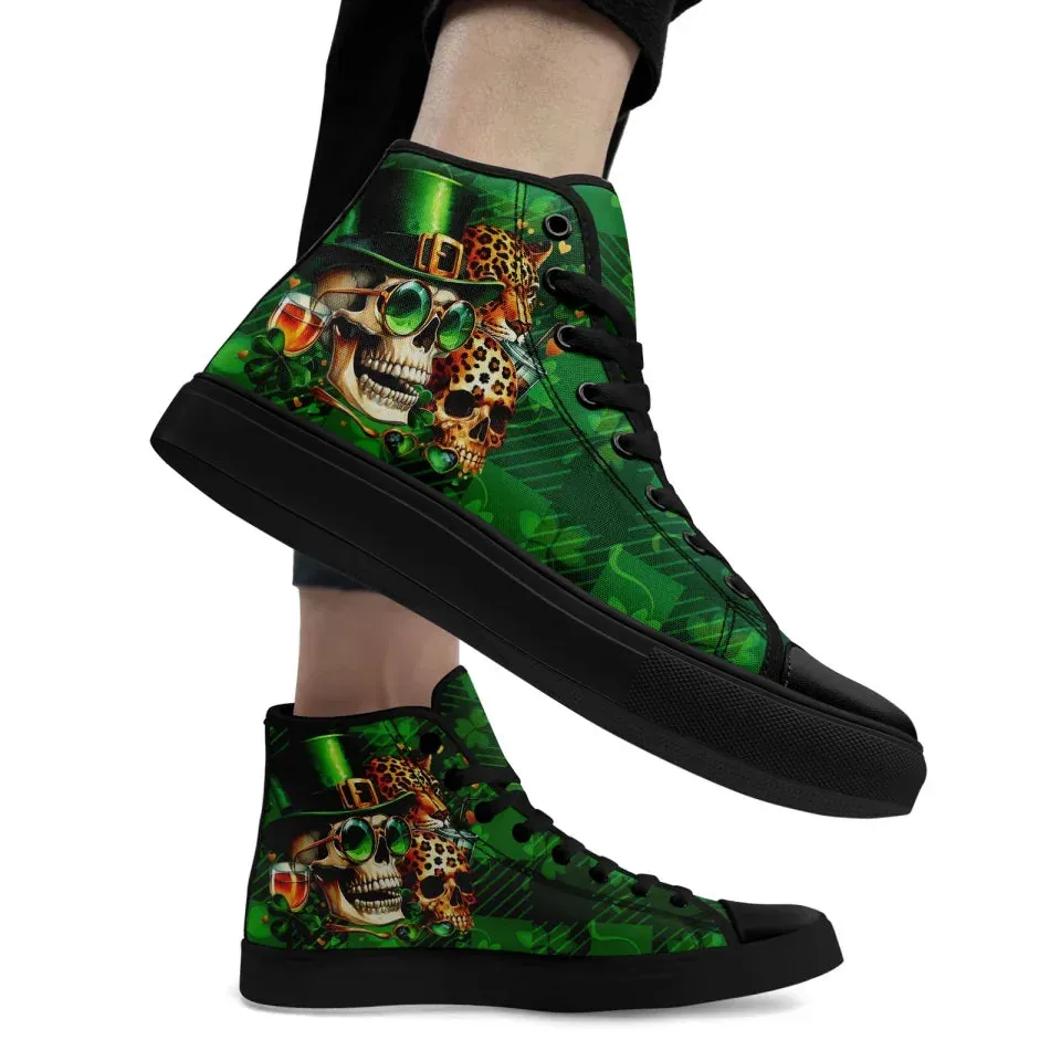 Personalized St.Patrick's Day Sneakers, Custom Green High Top Shoes, Irish Spirit Shoes