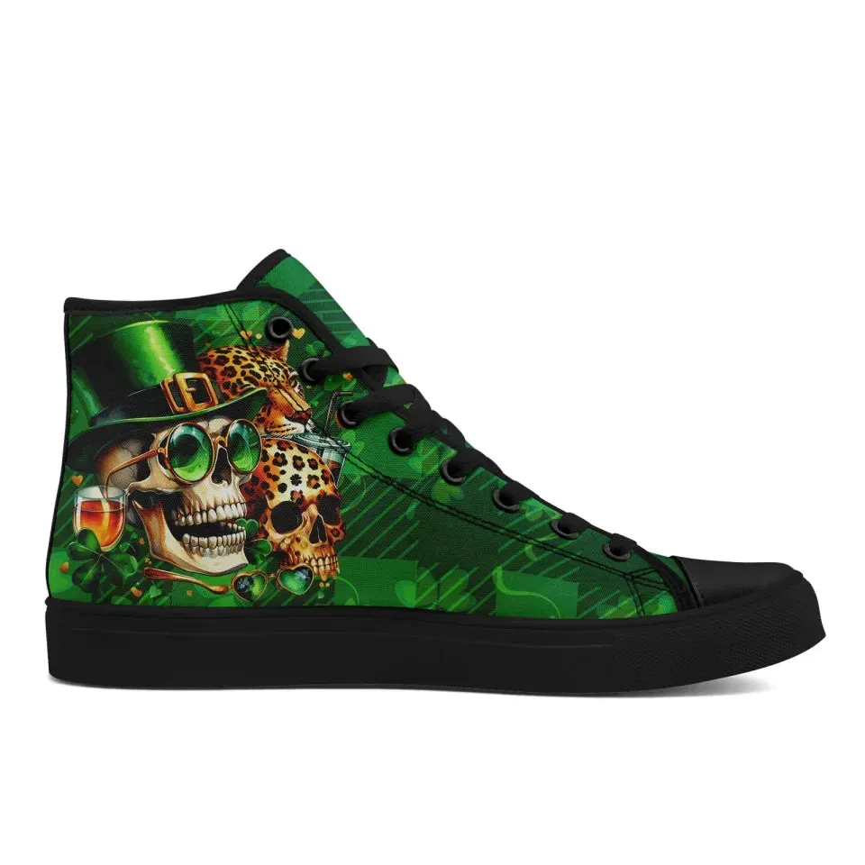 Personalized St.Patrick's Day Sneakers, Custom Green High Top Shoes, Irish Spirit Shoes