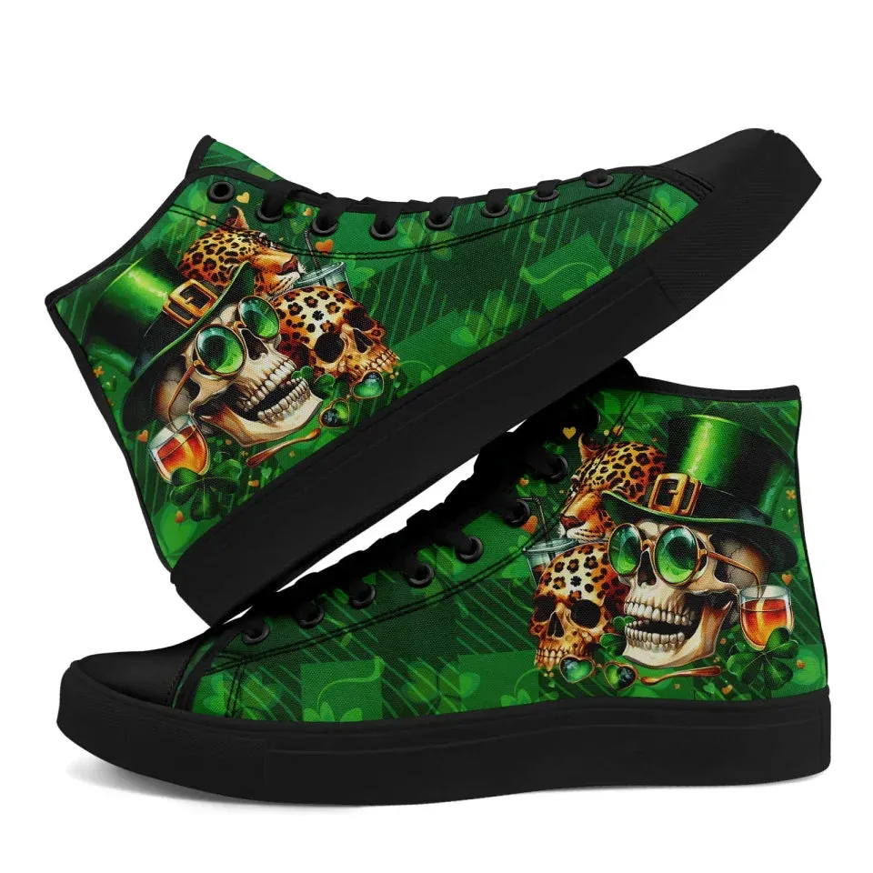 Personalized St.Patrick's Day Sneakers, Custom Green High Top Shoes, Irish Spirit Shoes
