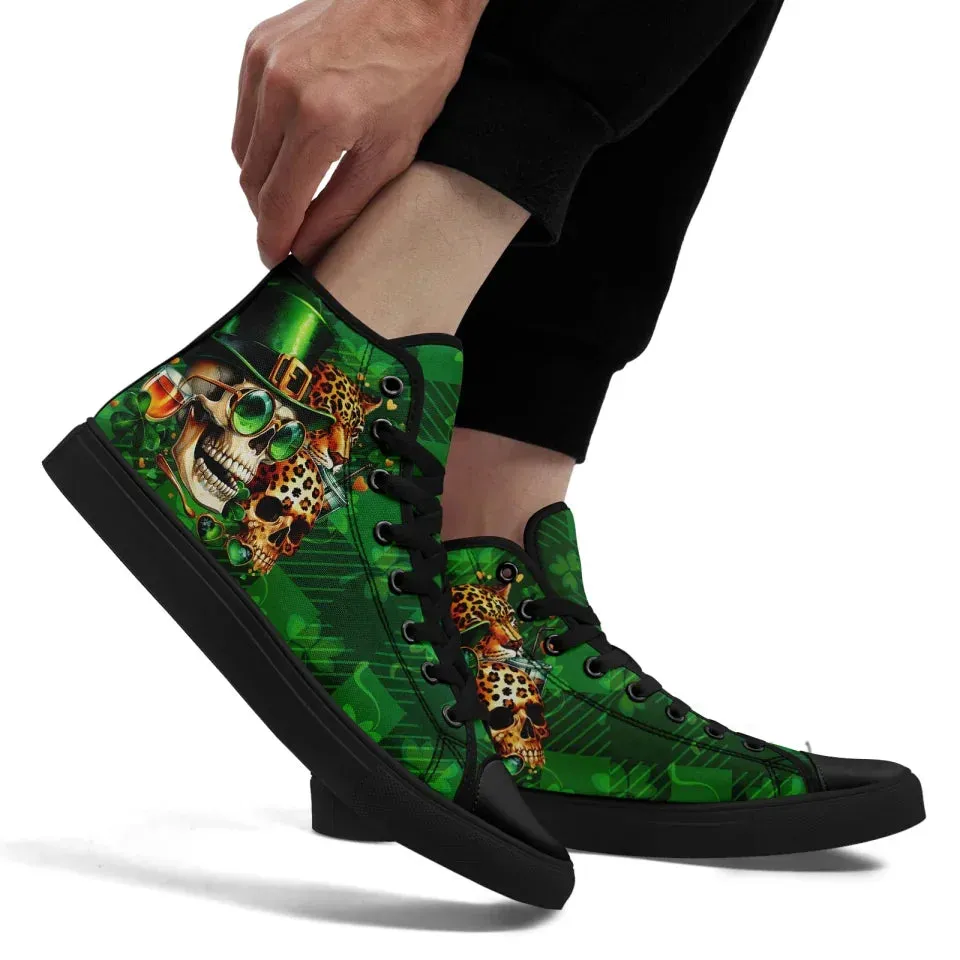 Personalized St.Patrick's Day Sneakers, Custom Green High Top Shoes, Irish Spirit Shoes