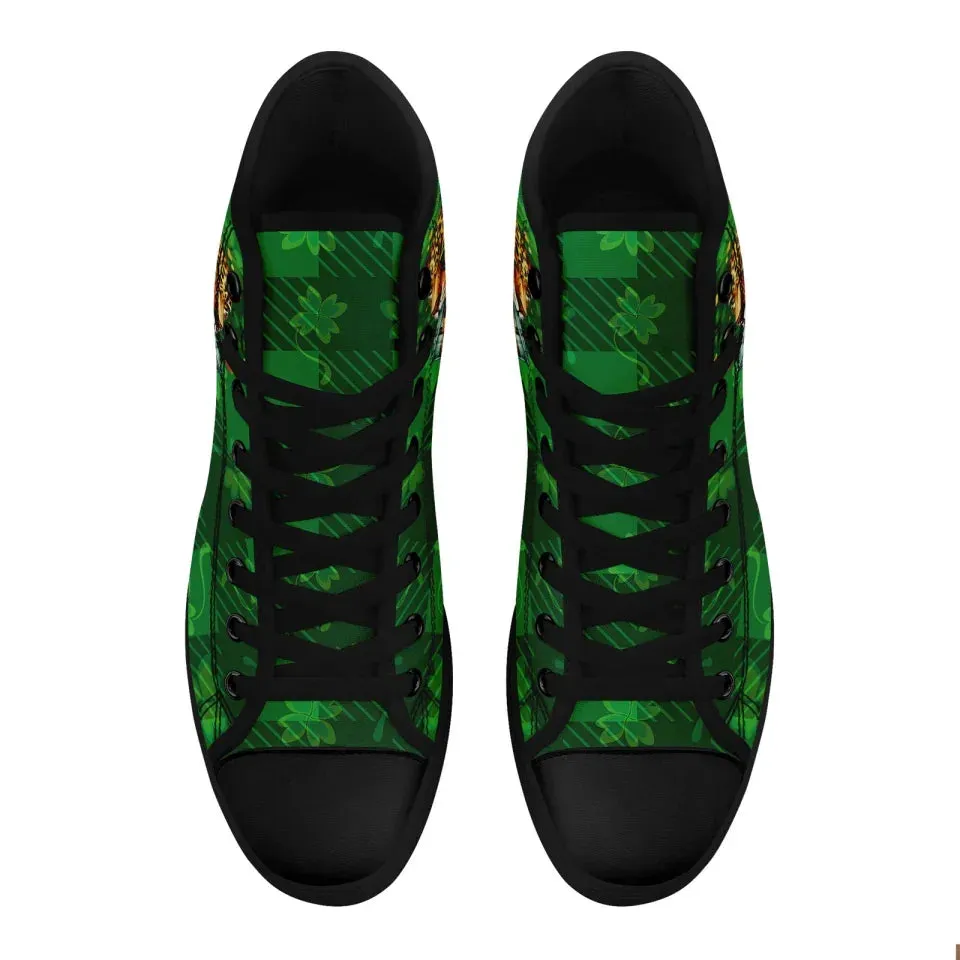 Personalized St.Patrick's Day Sneakers, Custom Green High Top Shoes, Irish Spirit Shoes