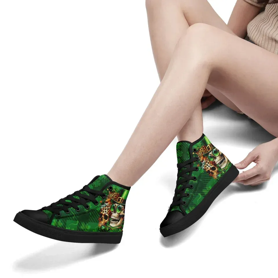 Personalized St.Patrick's Day Sneakers, Custom Green High Top Shoes, Irish Spirit Shoes