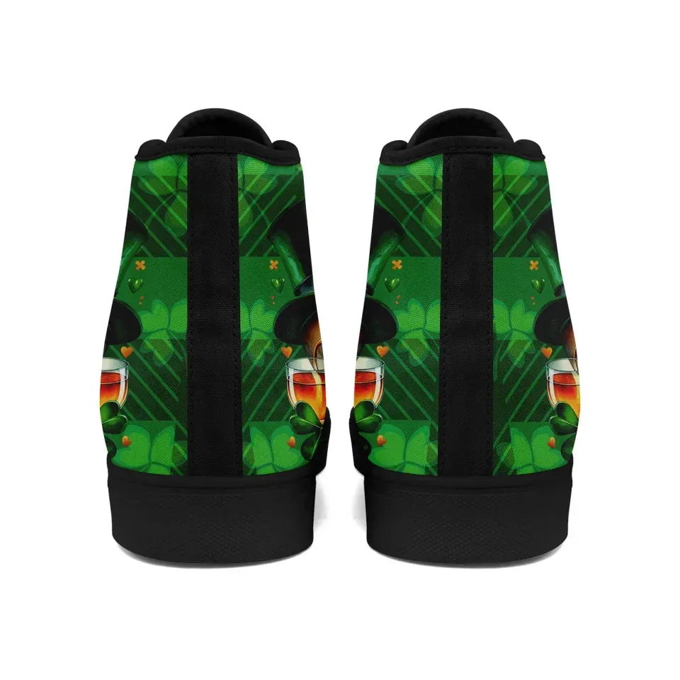 Personalized St.Patrick's Day Sneakers, Custom Green High Top Shoes, Irish Spirit Shoes
