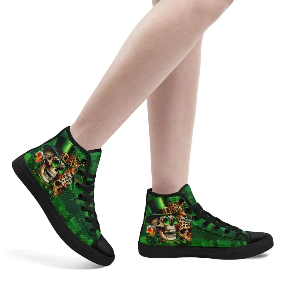 Personalized St.Patrick's Day Sneakers, Custom Green High Top Shoes, Irish Spirit Shoes